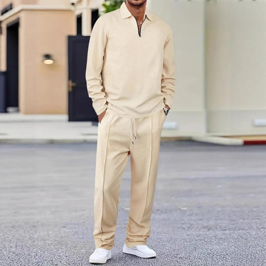 Herren Sportliches Relaxed-Fit Freizeitset mit Stehkragen EB
