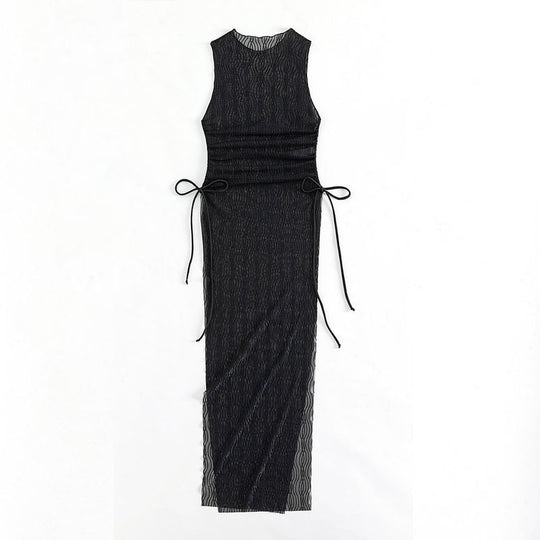 Damen lässiges Maxikleid mit Rüschendetails EB
