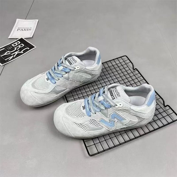 Damen Sportliche Schnür-Sneaker mit atmungsaktiver Mesh-Oberfläche und dämpfender Sohle EB