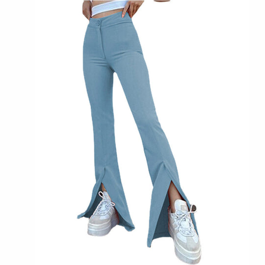 Damen Flared-Hose mit seitlichen Schlitzen und hohem Bund EB