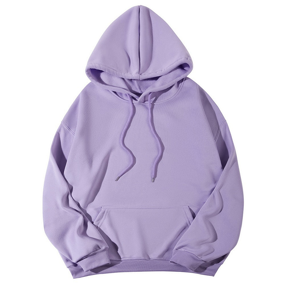 Unisex minimalistischer Kapuzenpullover mit verlängertem Rücken und Kängurutasche EB