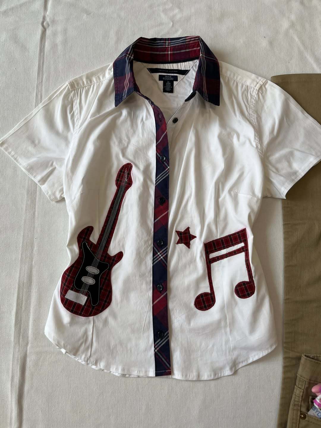Damen Kurzarmhemd mit musikalischem Print EB