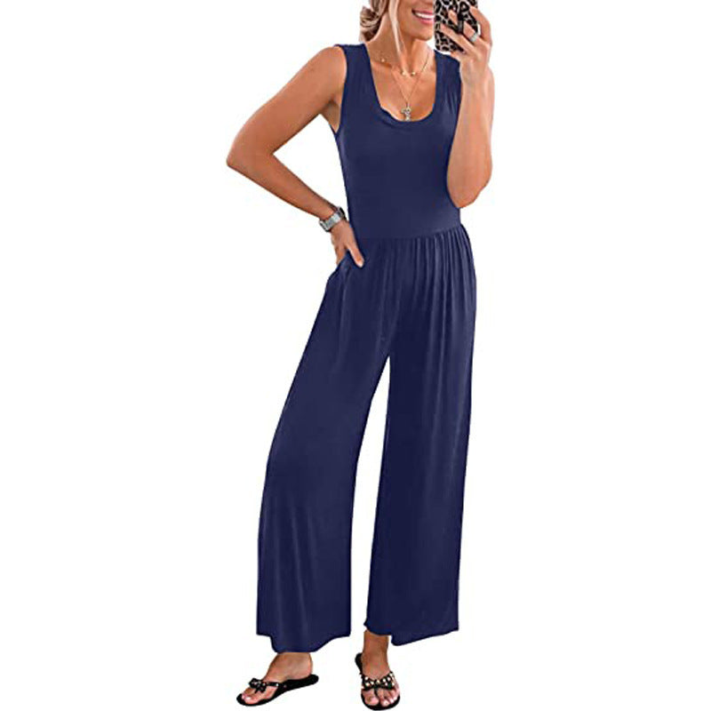 Damen Weit geschnittener Jersey-Jumpsuit EB