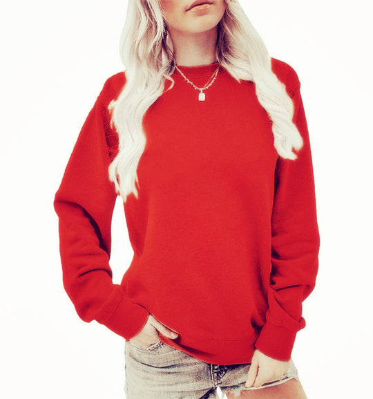Damen nan lässiges Oversize Sweatshirt mit Rundhalsausschnitt und weichem Baumwollfleece EB