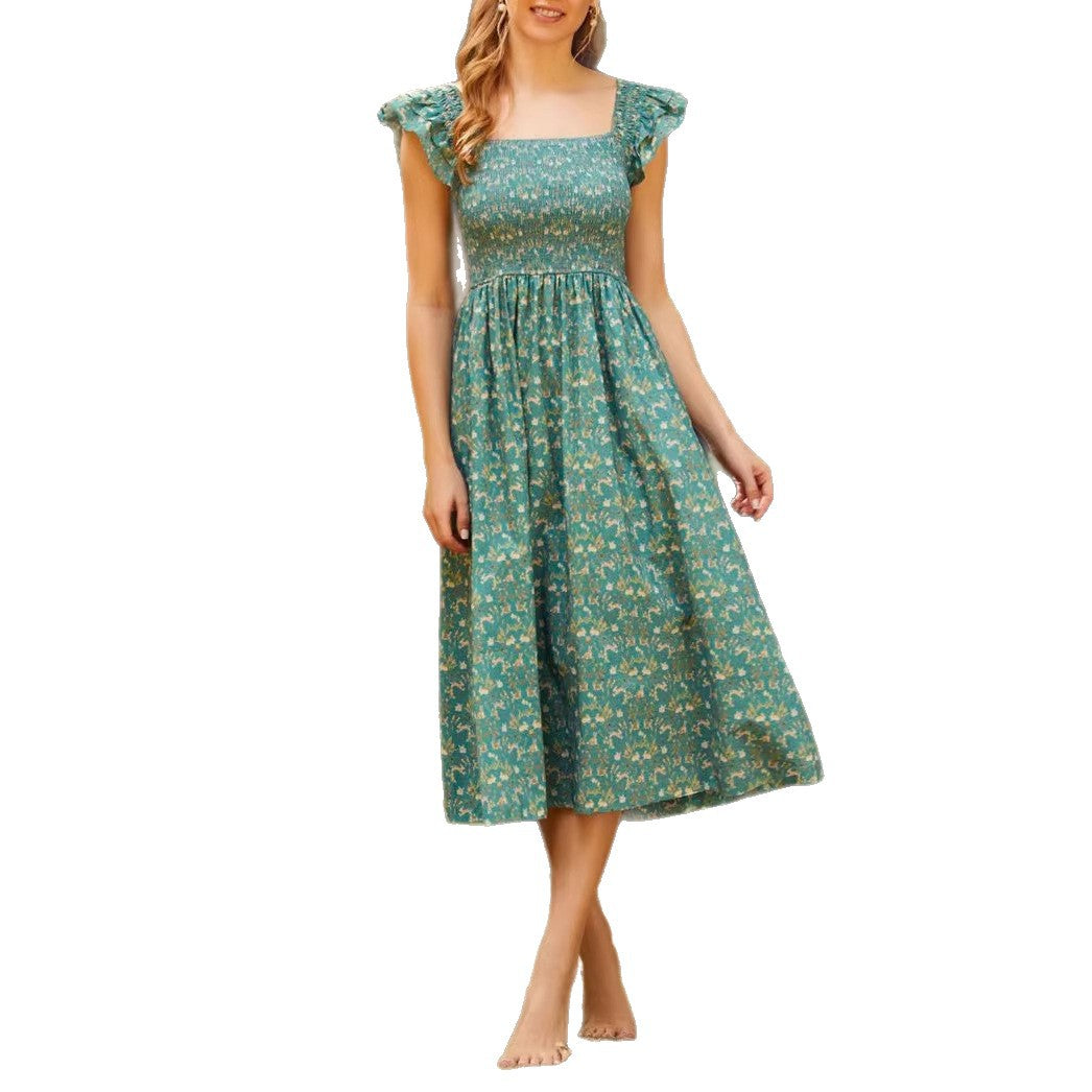 Damen Maxikleid mit tailliertem Schnitt und romantischen Rüschendetails EB