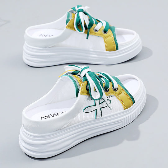 Damen Sommer Sneaker mit offenen Zehen und bequemer Sohle EB