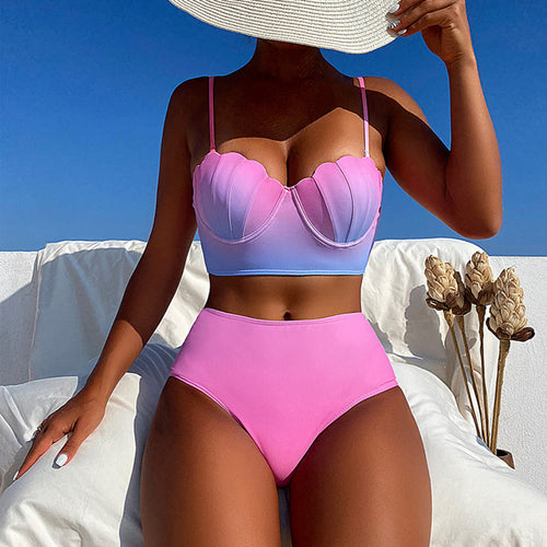Damen Bikini-Oberteil mit Muschelform und hohem Bund EB
