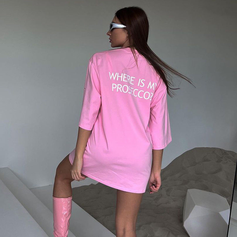 Damen oversized Longshirt mit Statement-Print, dreiviertelärmeln und lockerer Tunika-Silhouette Eichborn Berlin