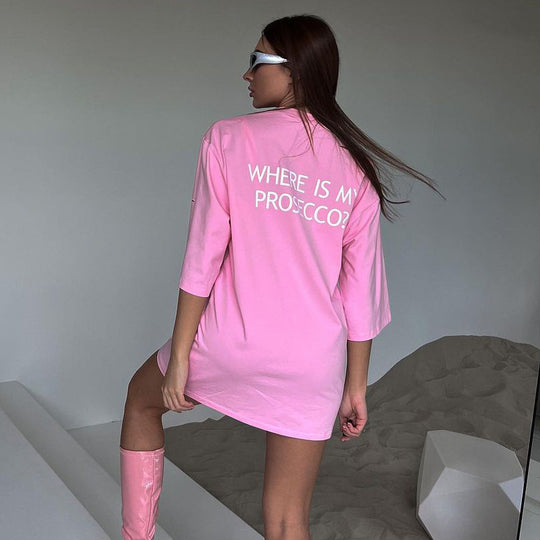 Damen oversized Longshirt mit Statement-Print, dreiviertelärmeln und lockerer Tunika-Silhouette Eichborn Berlin