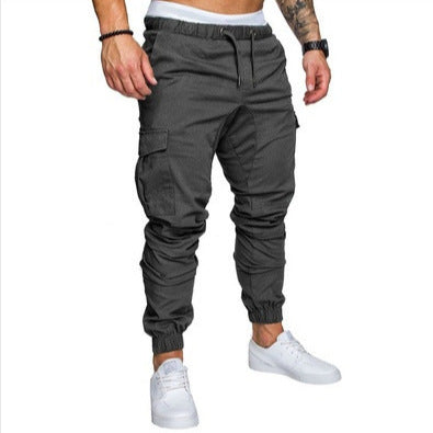 Herren nan taillierter Cargo-Jogger mit elastischem Bund, Kordelzug und aufgesetzten Taschen EB