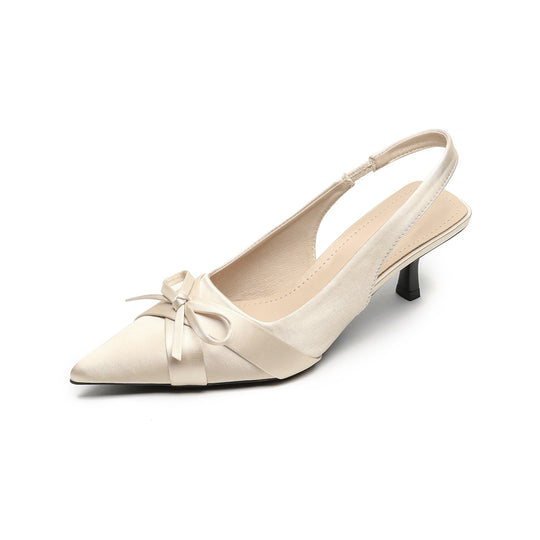 Damen Slingback-Pumps mit eleganter Schleife und modischem Spitzendesign EB