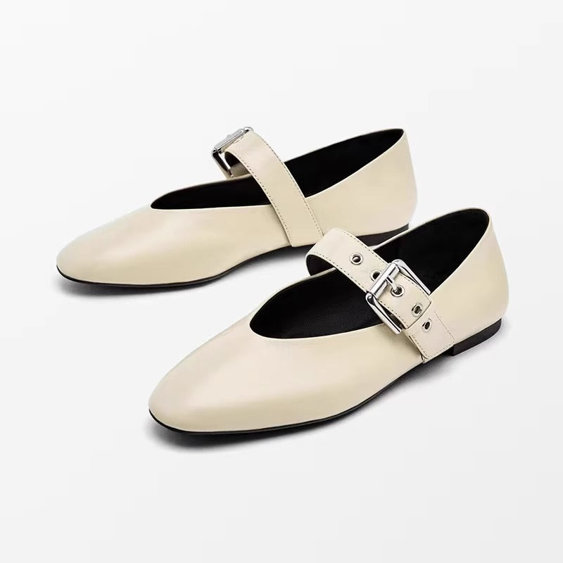 Damen elegante Mokassins mit verstellbarem Schnallenriemen EB
