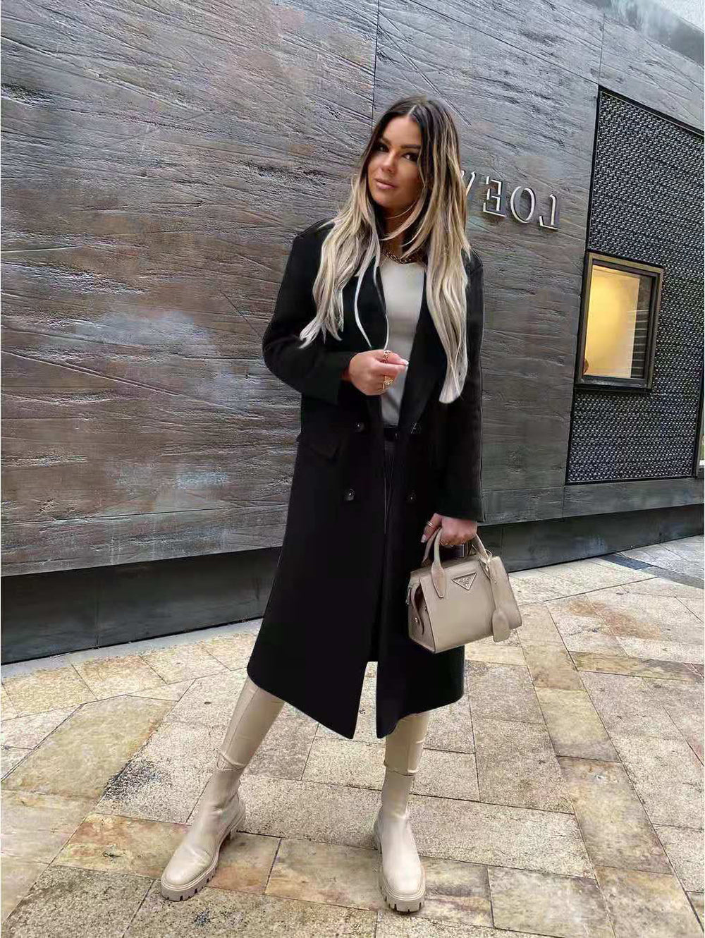 Damen Eleganter und zeitloser Wool Coat mit Doppelreiher EB