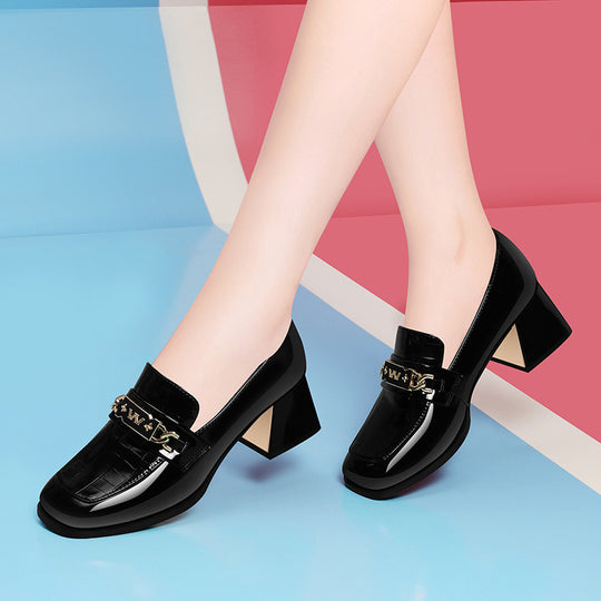 Damen Elegante und bequeme Absatzschuhe mit modischem Riemen EB