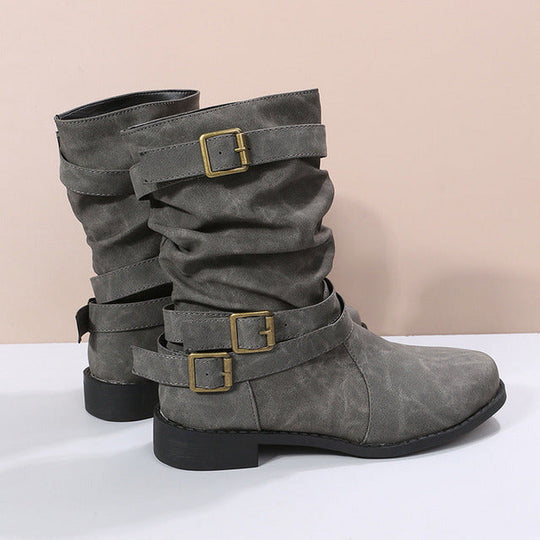 Vintage Schnalle Mid-Calf Stiefel EB