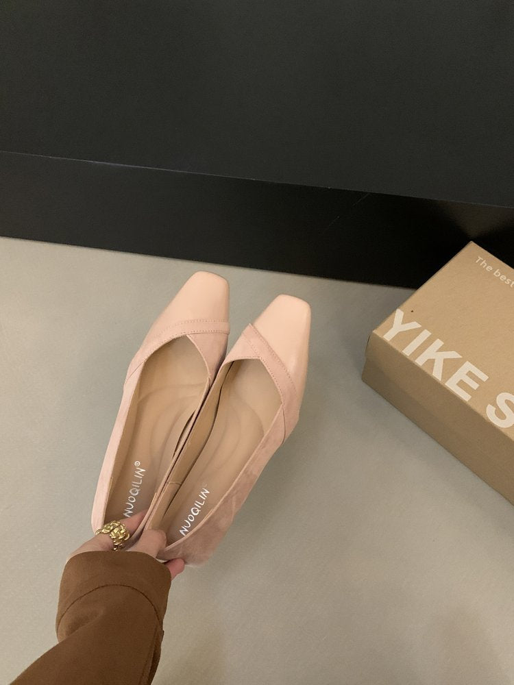 Damen elegante Ballerina-Pumps mit modischem Lederoberteil und komfortablem Fußbett EB