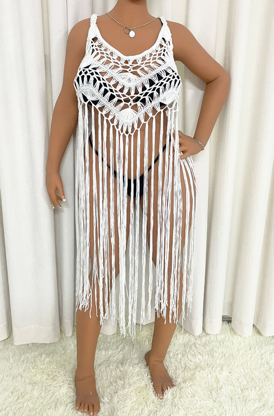 Damen Strandponcho mit Fransen EB