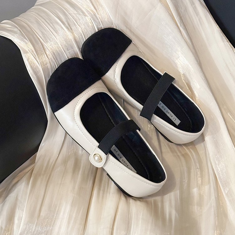 Damen elegante Ballerinas mit komfortablem Riemchen und modischer Perlenapplikation EB