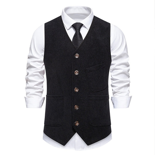 Herren elegante Cordweste mit praktischen Taschen und fein strukturiertem Design EB