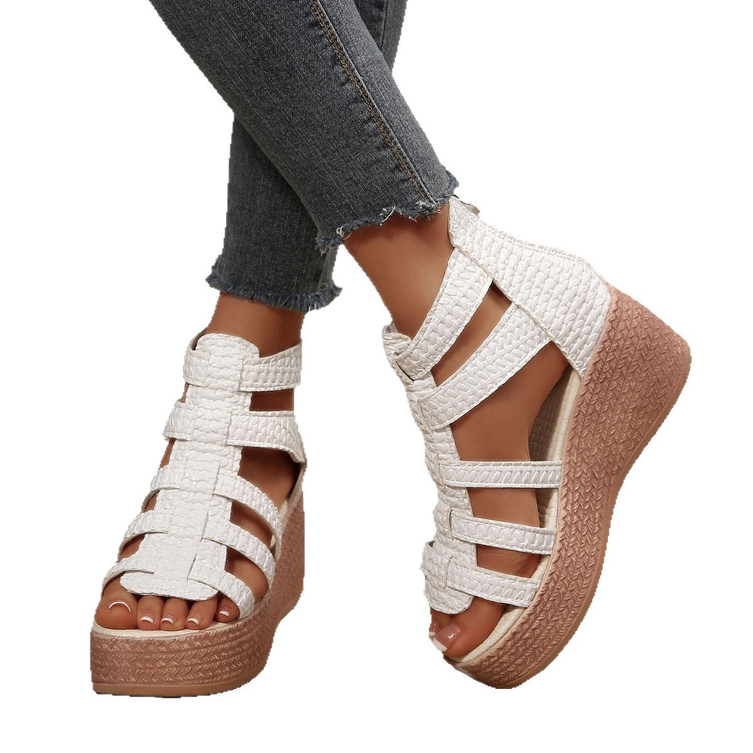 Damen Wedge-Sandalen mit geflochtenen Riemen und robustem Absatz EB