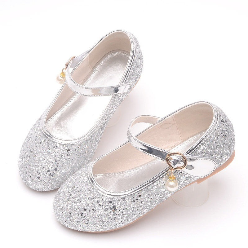 Mädchen Glitzernde Ballerinas mit Riemchen und Perlenapplikation EB