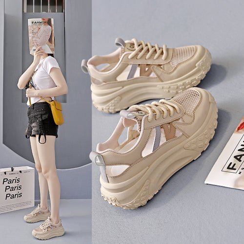 Damen Trendige Chunky Sneakers mit atmungsaktiver Mesh-Oberfläche und ergonomischem Design EB