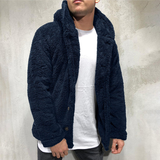 Herren Kuschelige Teddyjacke mit breitem Revers und praktischen Taschen EB