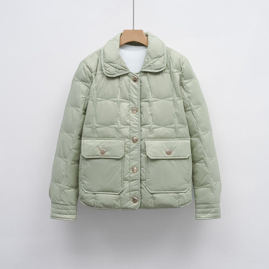 Damen modische gesteppte Jacke mit Taschen und Knopfverschluss EB
