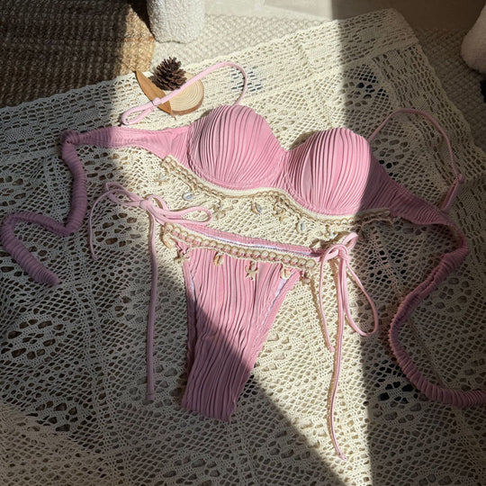Damen luxuriöser Push-Up Bikini mit dekorativen Applikationen EB