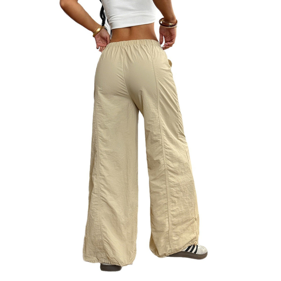 Damen Weite Leinenhose mit elastischem Bund und seitlichen Taschen EB