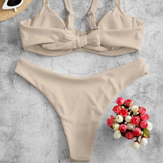 Damen Triangel-Bikini-Set mit schnittiger Form und gepolstertem Oberteil EB