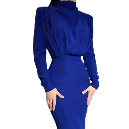 Damen Elegantes Wickelkleid mit Raffungen und langem Schnitt EB