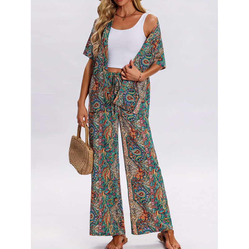 Damen Kurzarm-Overall mit Rüschendetails und Bindegürtel EB