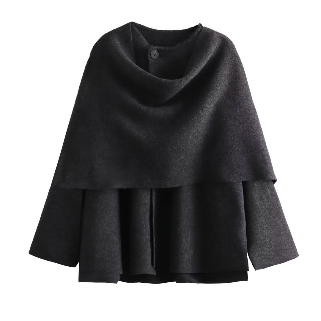 Damen asymmetrische ponchoartige Jacke aus weichem Material EB