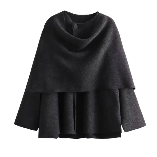 Damen asymmetrische ponchoartige Jacke aus weichem Material EB