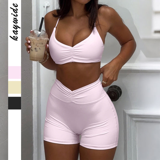 Damen Sport-Bikini-Set mit hoch geschnittenem Höschen und raffinierten Rüschendetails EB