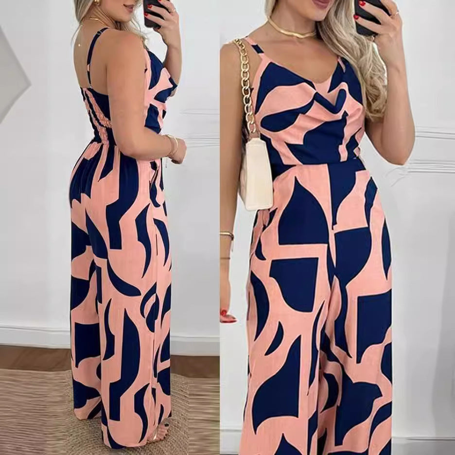 Damen eleganter Jumpsuit mit Casino-Ärmeln und Drapierung EB