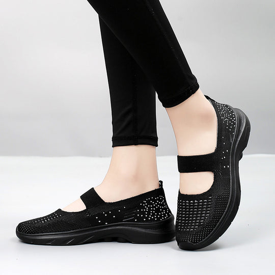 Damen bequeme Slip-On Sneakers mit gepolstertem Riemen EB