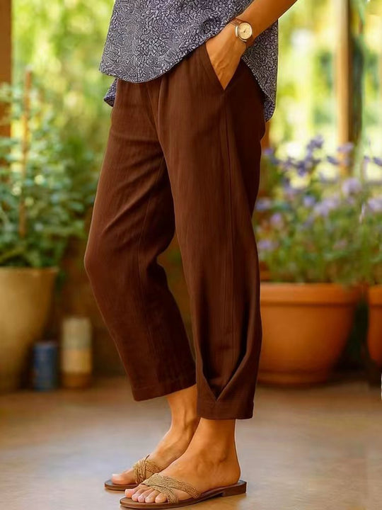 Damen Weite Leinenhose EB