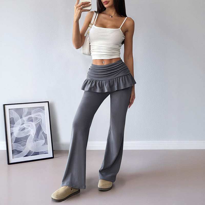 Damen Hochwertige Flared Hose mit Rüschendetails EB