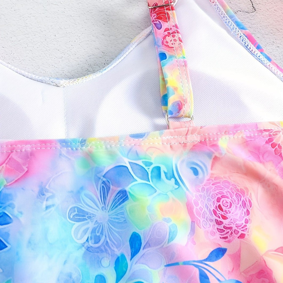 Damen Freizeit-Badeoberteil mit leichtem Rüschendesign und Shorts EB