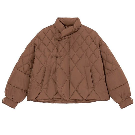 Damen gesteppte Jacke mit hohem Kragen und praktischen Druckknopfdetails EB