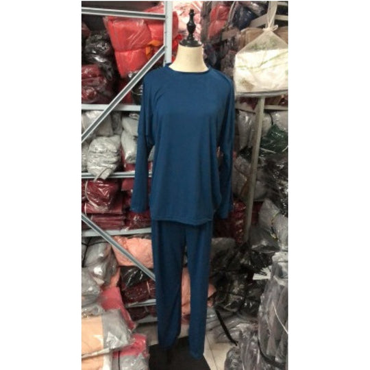 Damen Lässiges Lounge-Set mit Rundhalsausschnitt, Kordelzug-Hose und Bündchen EB