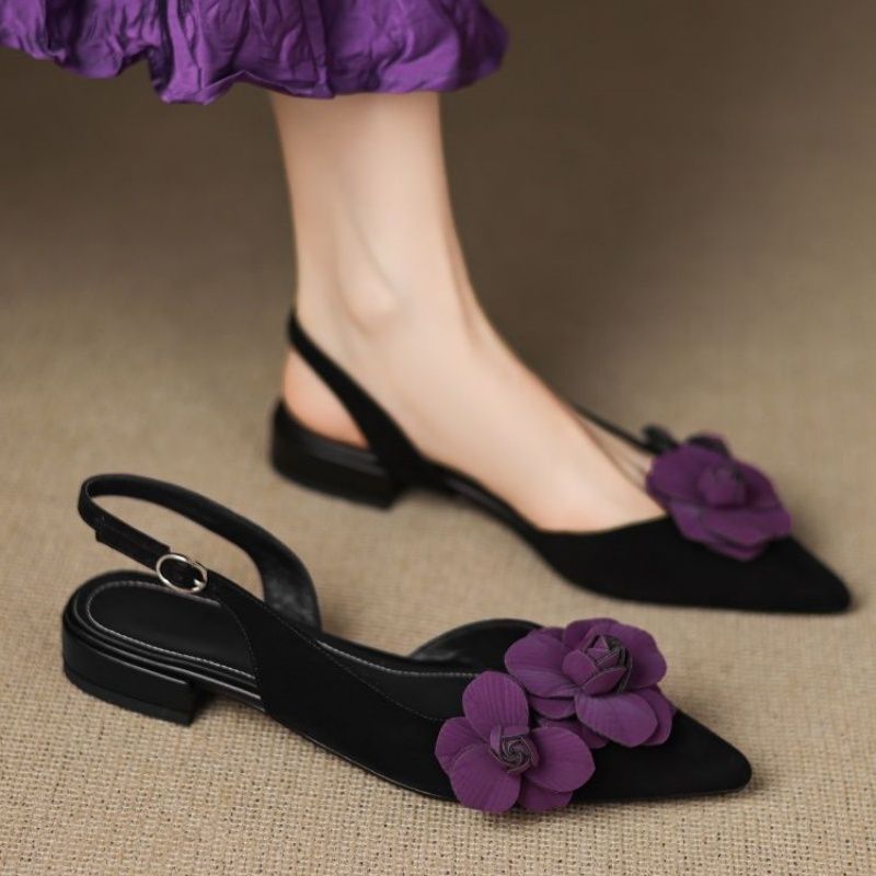 Damen Slingback Ballerinas mit floralem Dekor EB