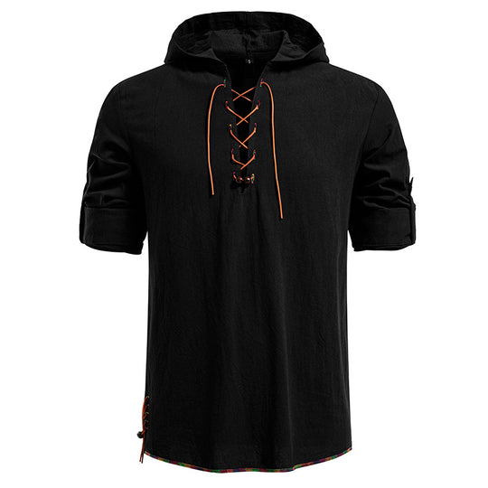 Herren Kaptuzenbluse mit einzigartigem Schnürdesign EB