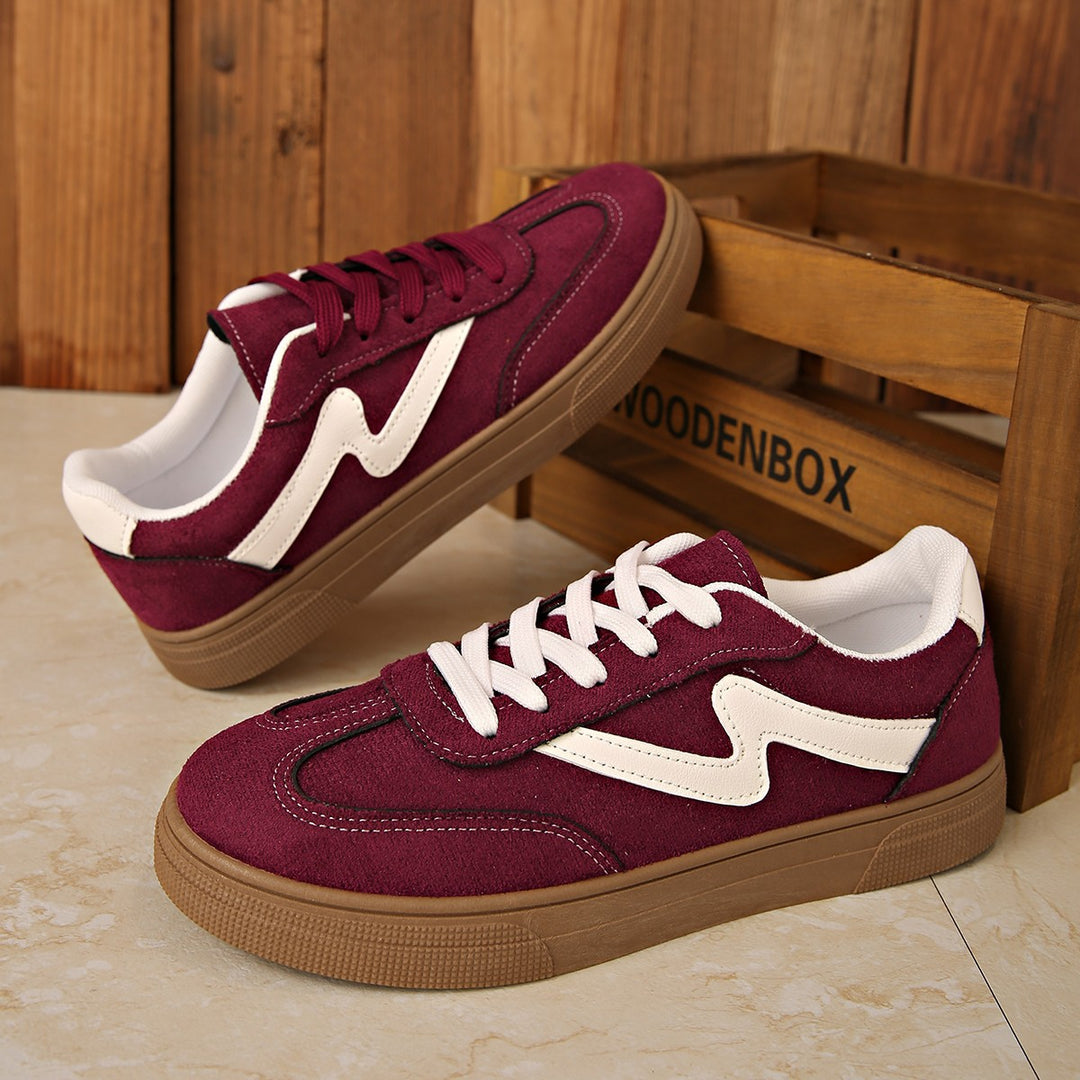 Damen Mode-Sneaker mit hochwertiger Veloursleder-Oberfläche und rutschfester Gummisohle EB