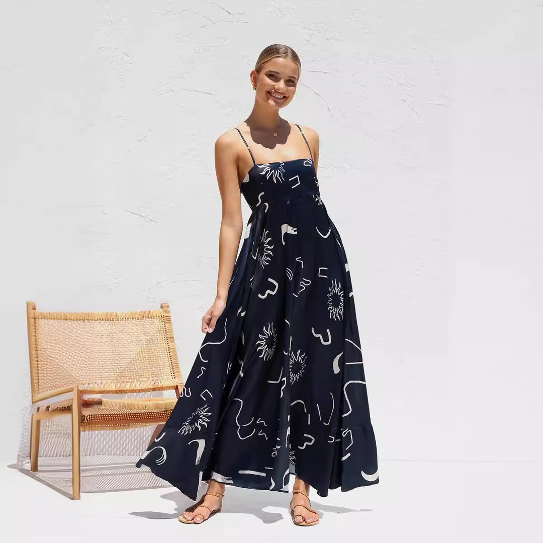 Damen Bohemian Maxikleid mit verspieltem Print und luftiger Silhouette EB