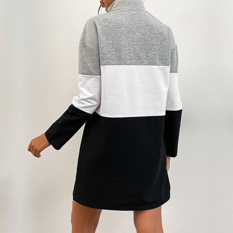 Damen Freizeitkleid mit hohem Kragen und sportlichem Reißverschluss EB