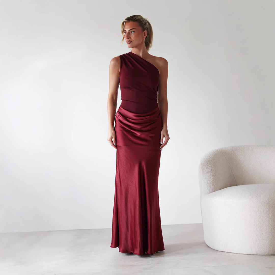 Damen Abendkleid mit asymmetrischem Schnitt und elegantem Drapierungsdesign EB