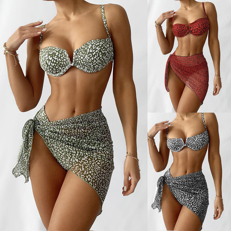 Damen Push-Up-Bikini mit elegantem Leopardenmuster EB